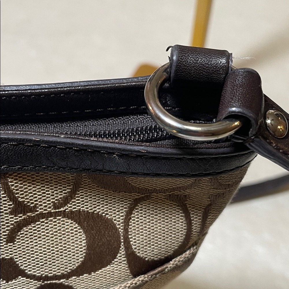 Coach Signature Brown & Tan Crossbody w Black Leather- Used - Picture 10 of 17